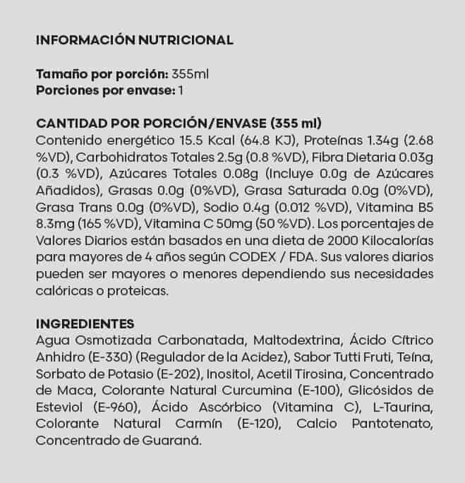 Tabla nutricional de Xpeed Fuxion