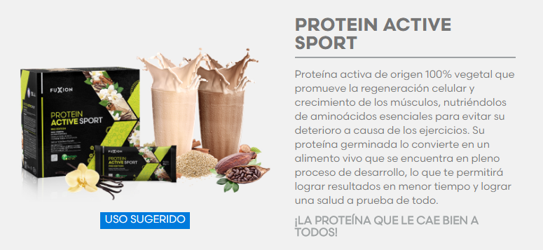 productos fuxion potenciadores protein active sport batido proteina vegetal vegena para aumentar masa muscular subir de peso