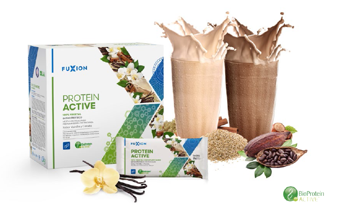 productos fuxion protein active (biopro x active) batido proteina vegetal vegana que proporciona nutrientes para reforzar la salud y defensas